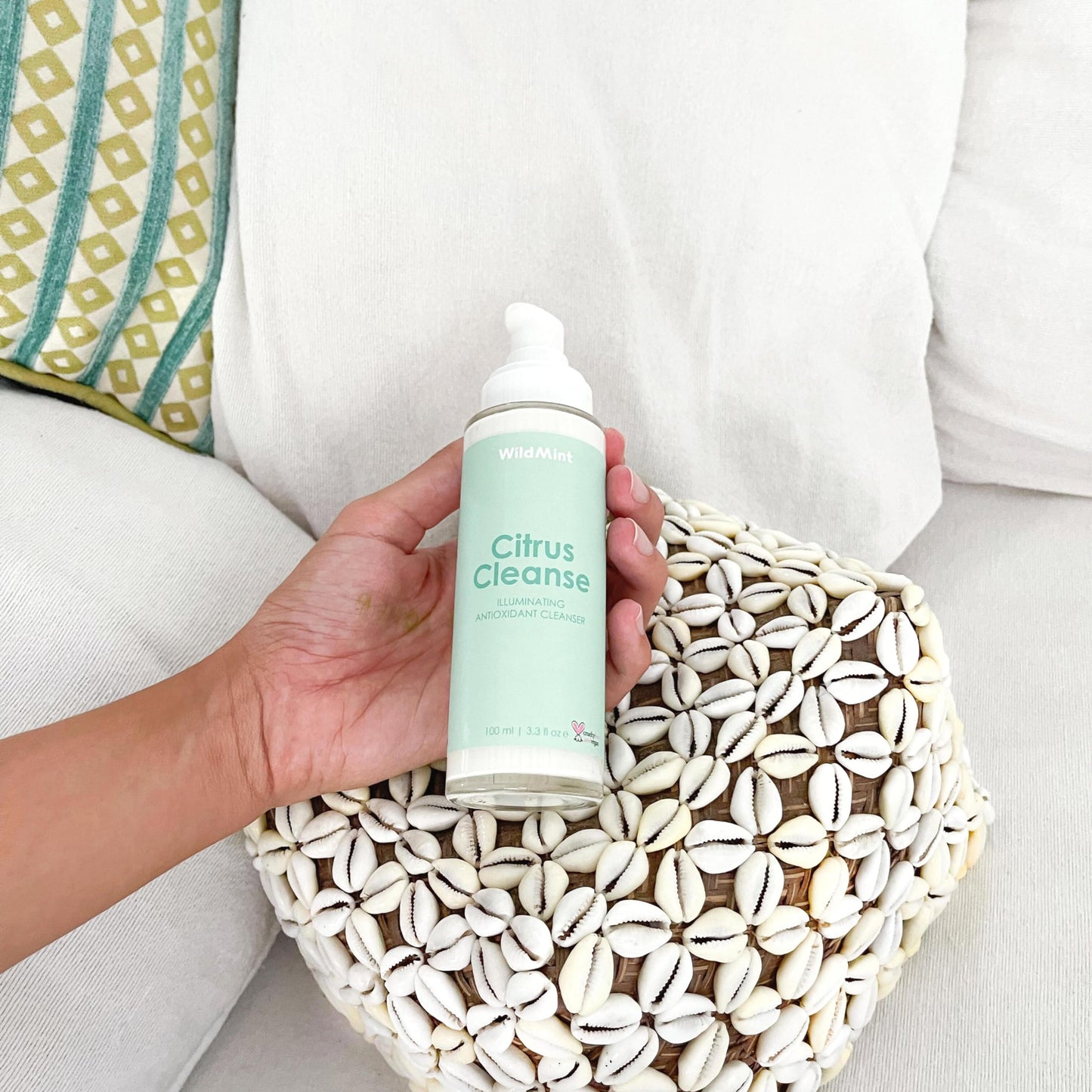 WildMint Citrus Cleanse Natural Face Cleanser | Gentle & Creamy Face Wash for Sensitive, Mature, Acne-Prone & Dry Skin | Vitamin C Brightening Skincare | UK Made Vegan & Cruelty-Free Skincare | 100ml