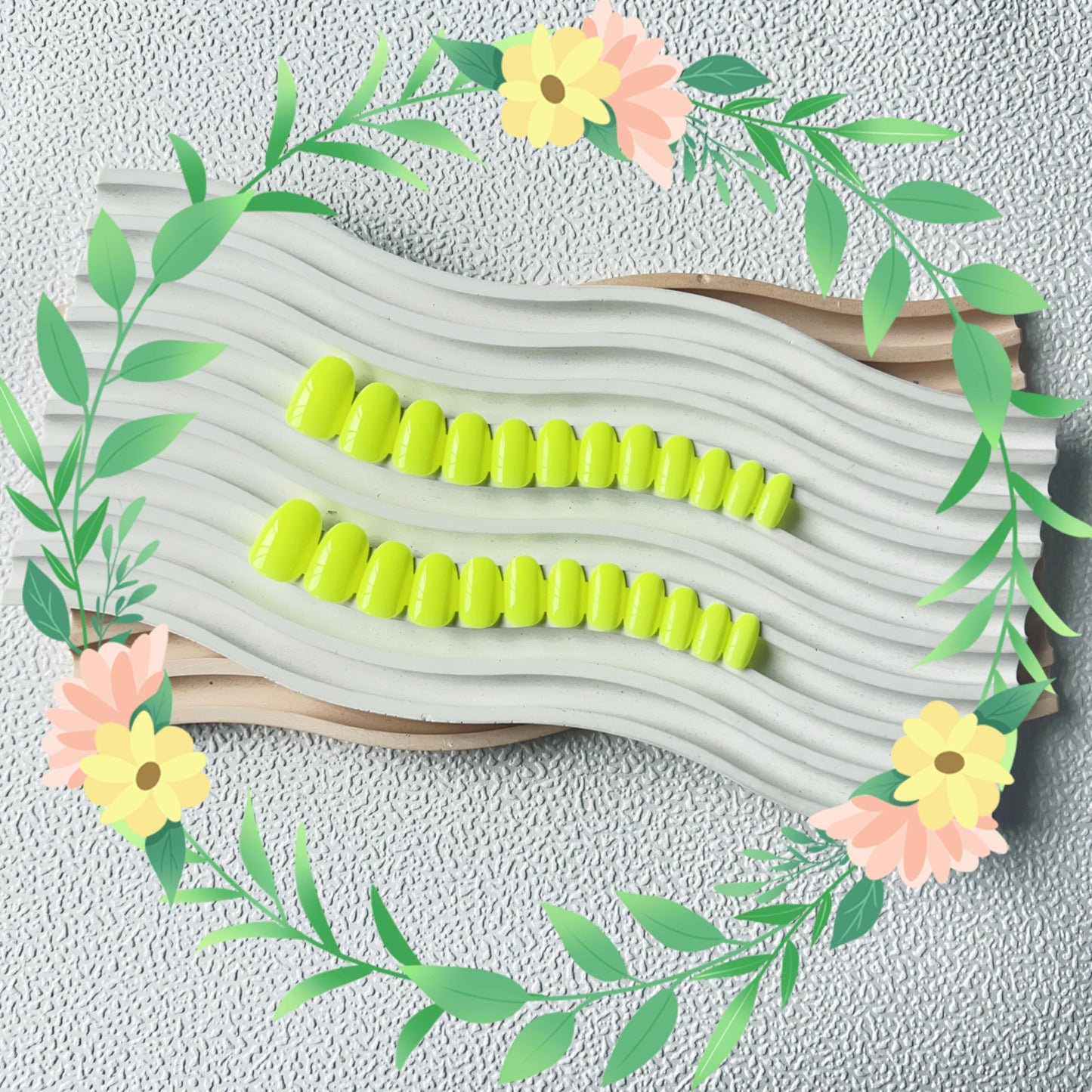 Neon Yellow False Nails Short Oval, SXVME Simple Acrylic Press on Nails Short, Yellow Fake Nails Short, Natural Glue on Nails Short Almond, Solid Gel Full Cover Stick On Nails For Women Daily Wear