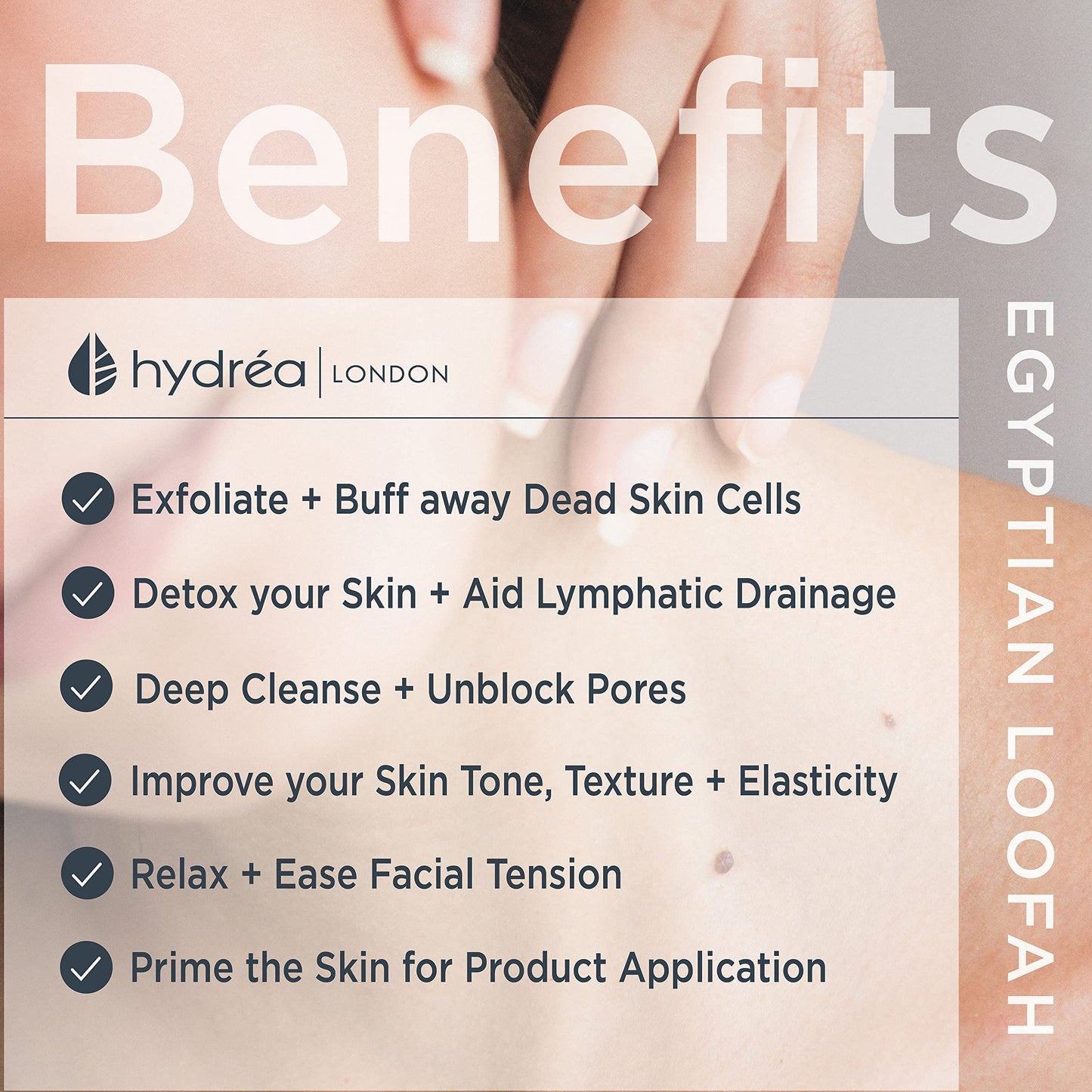 Hydrea London - Organic Egyptian Natural Loofah Face Exfoliator Pad - Double Sided for Exfoliation + Cleansing