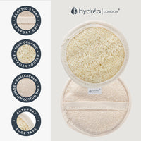 Hydrea London - Organic Egyptian Natural Loofah Face Exfoliator Pad - Double Sided for Exfoliation + Cleansing