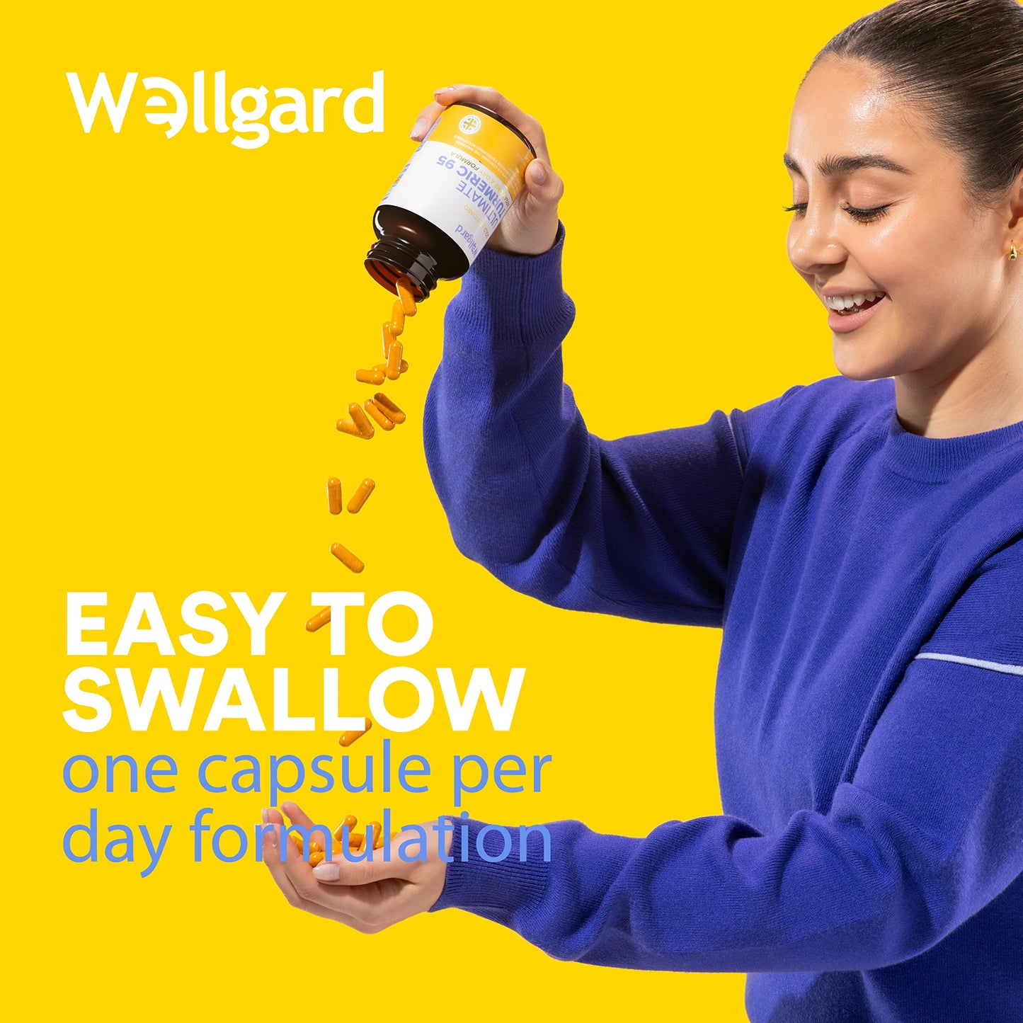Turmeric Capsules High Strength by Wellgard, Turmeric 95, Curcumin, Made in UK