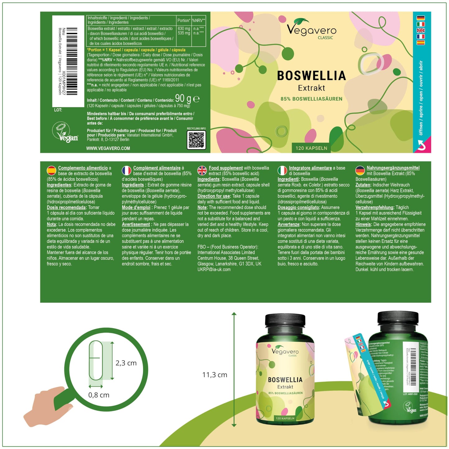 Vegavero BOSWELLIA SERRATA | 9450 mg 15:1 Extract 85% Boswellic Acids | NO Additives | Indian Frankincense Gum Resin Extract | Supports Healthy Bones and Joints | 120 Capsules | Vegan