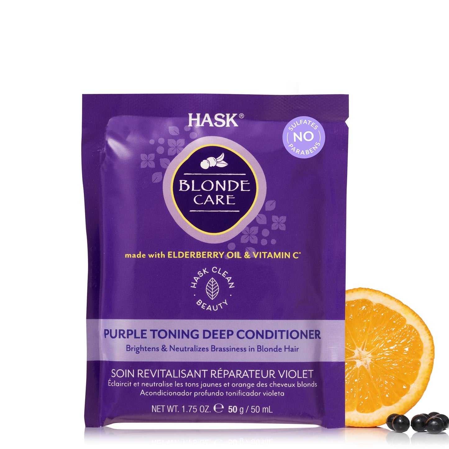 HASK Blonde Care Deep Conditioner Treatment for all hair types, colour safe, gluten free, sulfate free, paraben free - 1 50mL Packette