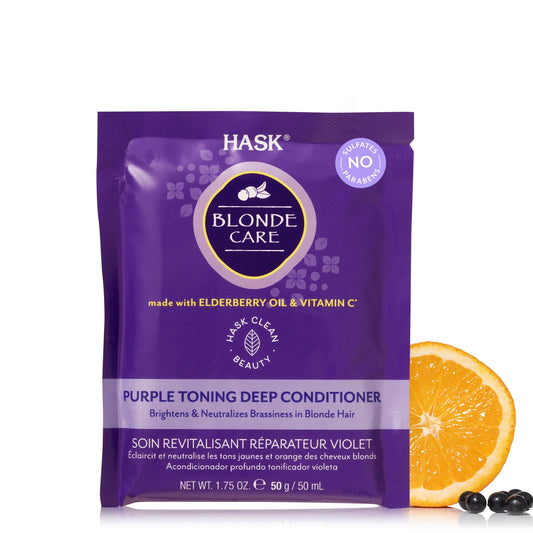 HASK Blonde Care Deep Conditioner Treatment for all hair types, colour safe, gluten free, sulfate free, paraben free - 1 50mL Packette
