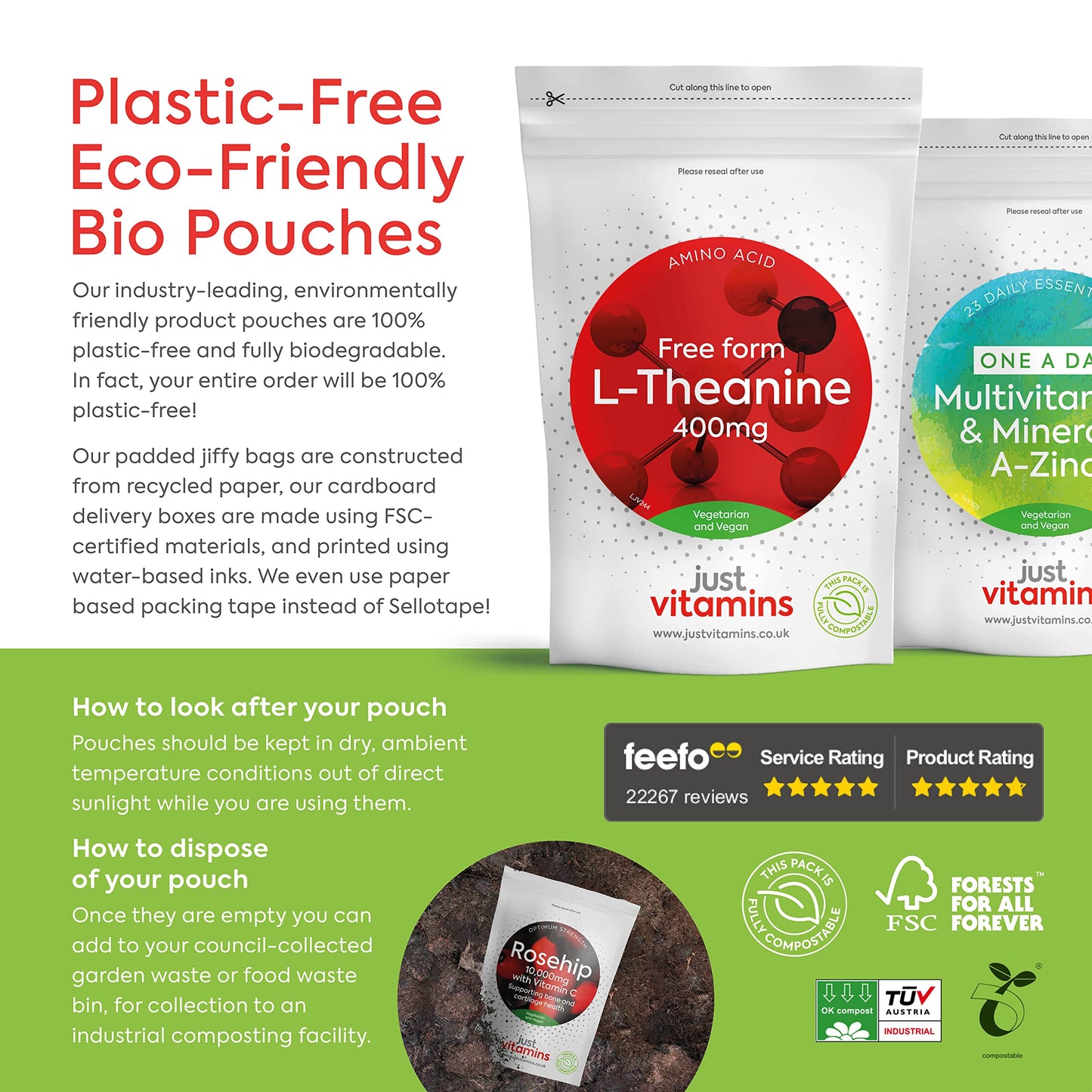 L-Theanine 400mg - x120 High Strength Vegan Capsules (4 Month Supply) GABA Alternative, Brain Power Nootropic L Theanine Supplement - Non GMO, Caffeine Free, Made in UK by Just Vitamins