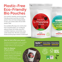 L-Theanine 400mg - x120 High Strength Vegan Capsules (4 Month Supply) GABA Alternative, Brain Power Nootropic L Theanine Supplement - Non GMO, Caffeine Free, Made in UK by Just Vitamins