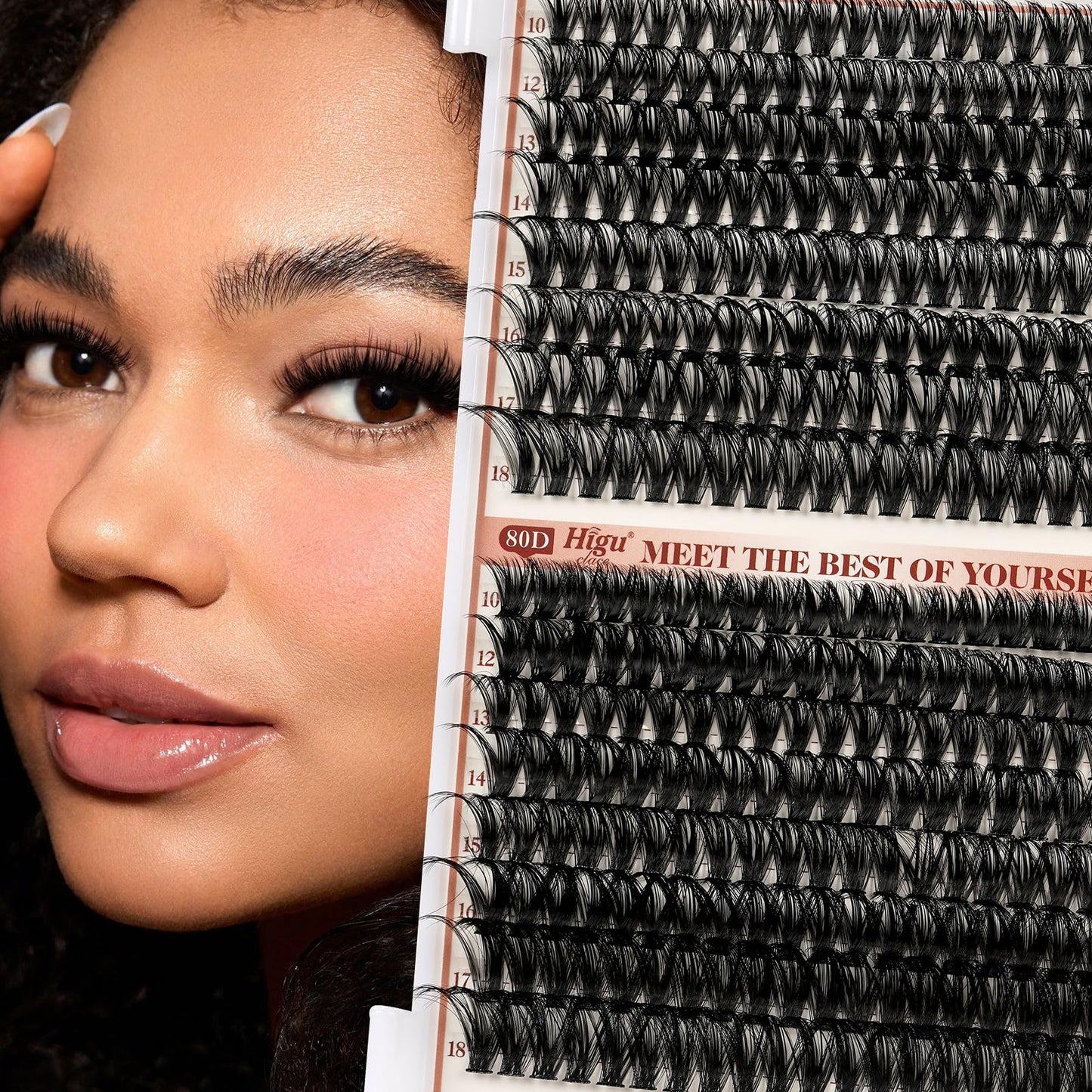 Higu clace Higu Clace Wispy Cluster Lashes Mixed 10-18mm,320PCS Individual Eyelashes, Natural Lash Clusters Cluster Lashes, Eyelash Extensions Easy to Use at Home Eyelashes Clusters (60D+80D V03)