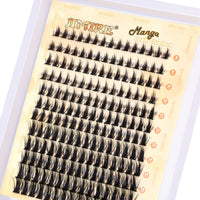 JIMIRE Manga Cluster Lashes Kit Natural Look 180Pcs Individual Eyelashes Kit with Lash Glue Bond and Seal Wispy Lashes Individual Cluster 8-16MM C Curl Anime DIY Eyelash Clusters at Home