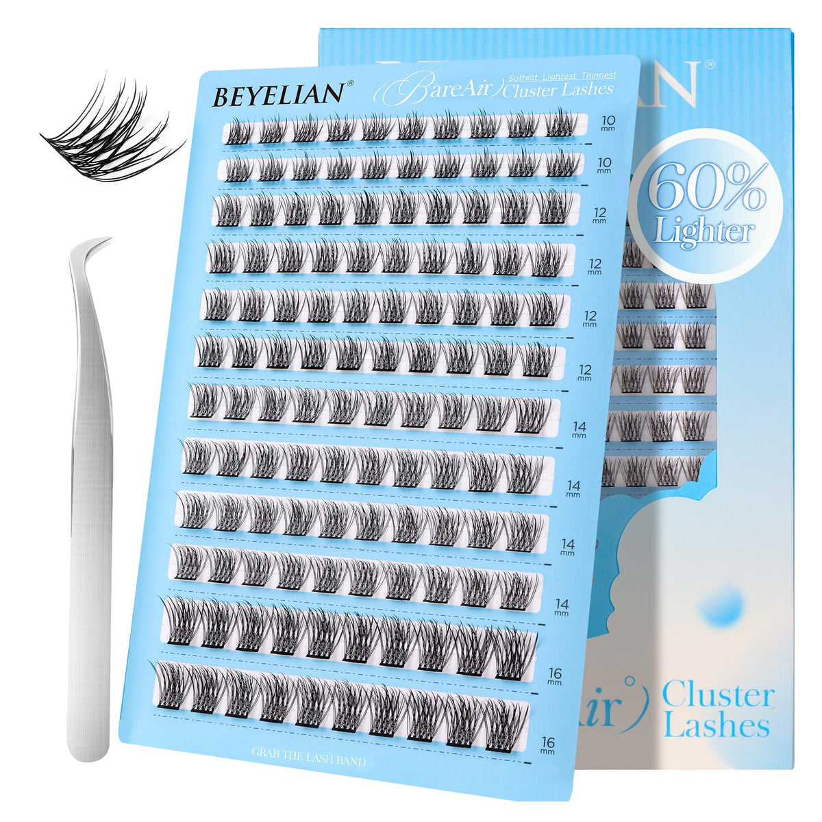 BEYELIAN Lash Clusters Soft Cluster Eyelash Extensions Ultra-Thin Flat Wispy Eyelash Clusters Lightweight for Everyday Use 10-16mm 120 Pcs (CCE107)