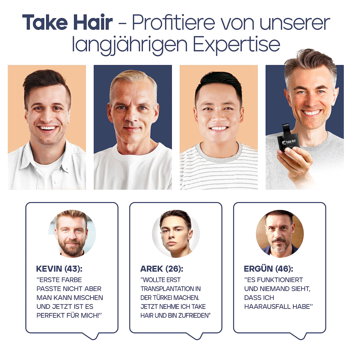 Take Hair ENDLICH WIEDER VOLLES HAAR Take Hair Root Powder - Hair Concealer for Hair Thickening for Women and Men, Waterproof Hair Makeup to Conceal Roots - 4 g (Black)