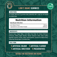Lions Mane Gummies High Strength 2000mg | from Fruit Body | Vegan Mushroom Extract | 60 Natural Berry Flavour Gummies | by Wiseshrooms
