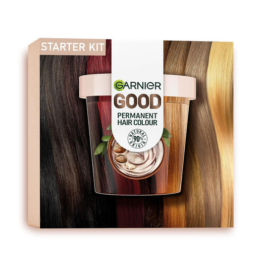 Garnier Good Permanent Hair Dye Premium Starter Kit, 7.12 Sweet Latte, Up To 100% Grey Coverage, 8 Weeks Long-Lasting Colour, No-Drip Application