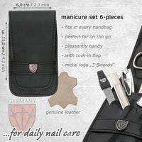 3 Swords Germany - brand quality 6 piece manicure pedicure set for nail care scissors clipper with case by 3 Swords Germany - genuine leather black