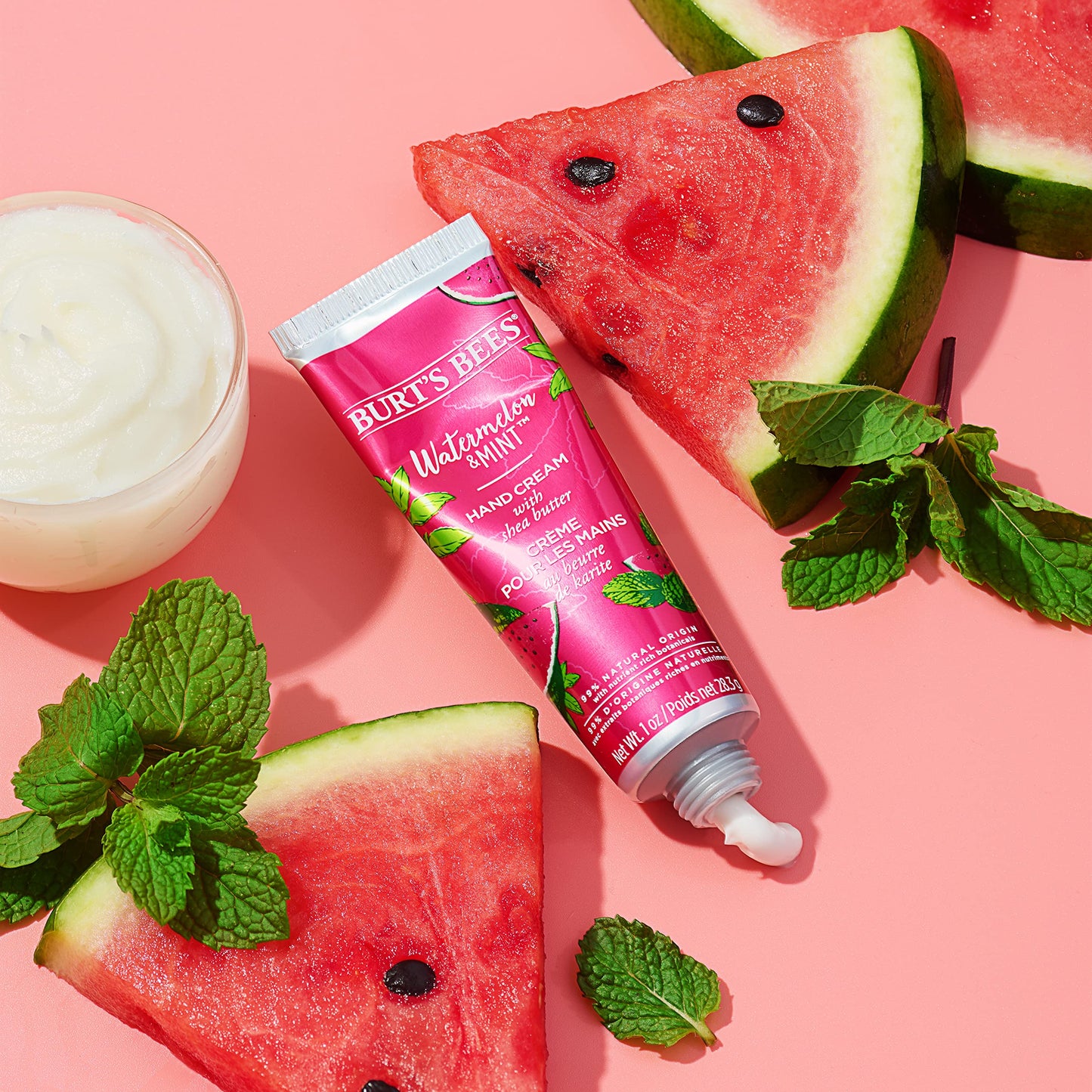 Burt's Bees Burt’s Bees Hand Cream for Very Dry Hands, Watermelon & Mint, Hand Moisturiser With Shea Butter, 28.3g