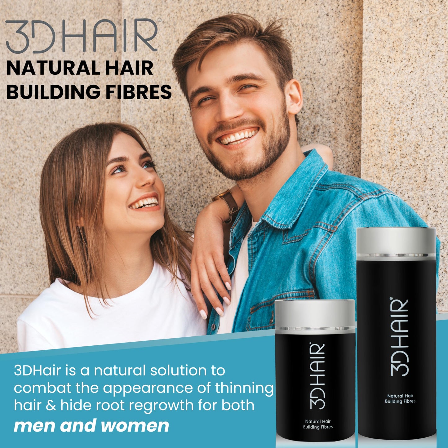 3D Hair Fibres | Hair Powder for Thinning Hair 10g Bottle | Makes Thin Hair Look Thicker in Seconds | Hair Loss Concealer For Women & Men (Dark Brown)