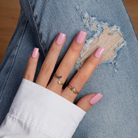 KQueenest Dark Pink Press on Nails Short Medium Square, Short False Nails with Glue, Glossy Rose Pink Fake Nails Press ons, Natural Fit, Coffin Reusable Gel Stick on Nail for Women Decoration 28 Pcs