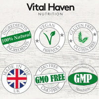 Vital Haven 100% Natural - Ashwagandha KSM-66 (600mg) + Chamomile (150mg) with Bioperine for Maximum Absorption - Premium Ingredients - Vegan Supplement - Ayurveda Indian Ginseng - Made in The UK