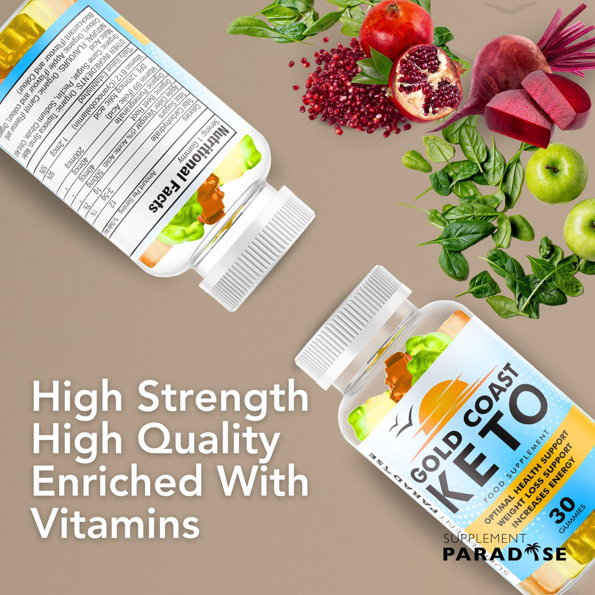 GOLD COAST KETO Gold Coast Keto Gummies - 30 Gummies/1 Month Supply - 500mg Apple Cider