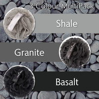 Temple Spring Loofah Shower Sponge, Recycled Body Scrubber Scrunchies, Exfoliating Bath Sponge, Shower Puff Bath Sponges for Adults, Loofah Back Scrubber Pouffe, Loofa Body Scrub Exfoliator - Grey