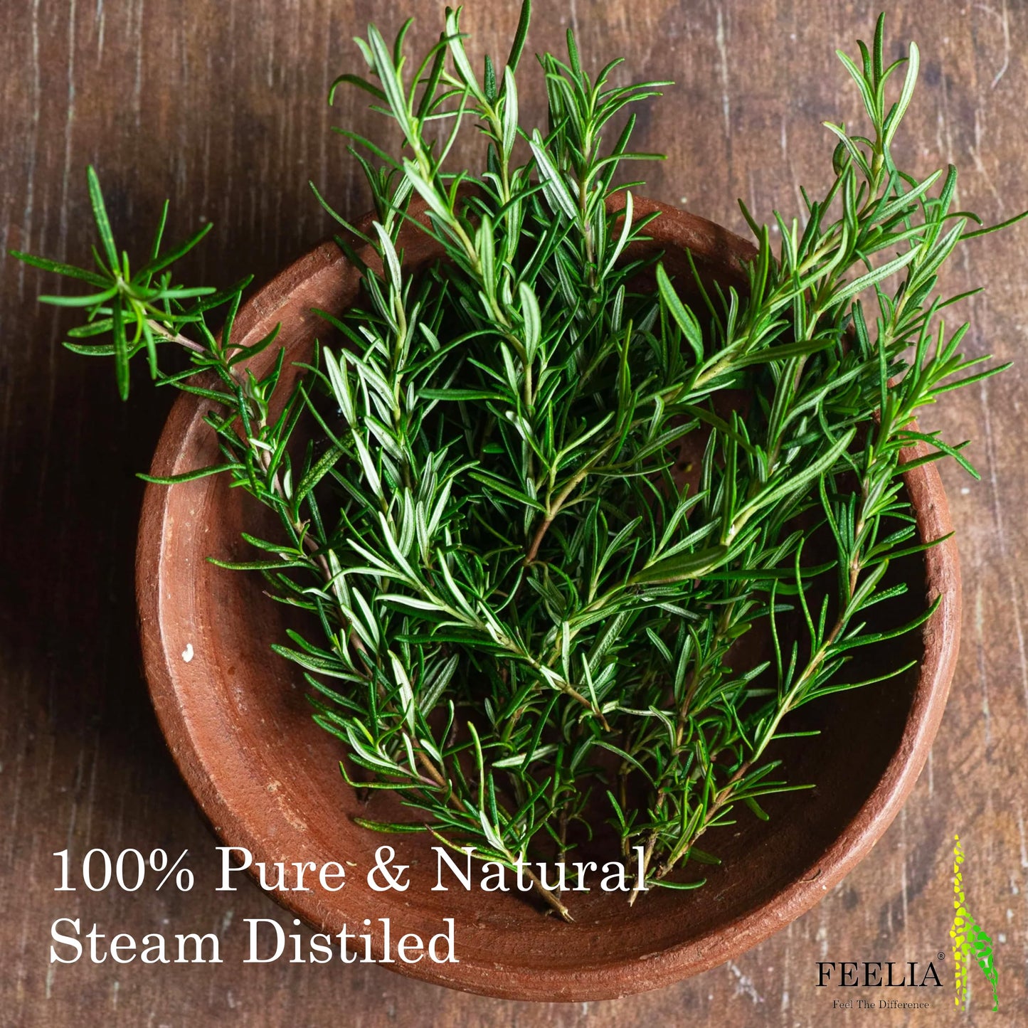 Feelia - Organic Rosemary Hydrosol Water, Steam Distilled, Pure & Natural Toner, Acne-Prone Oily Skin, Soothe Irritated Skin, Boost Hair Growth (Rosemary)