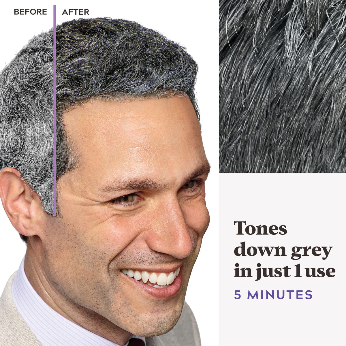 Just For Men Touch of Grey, Black Hair Dye, No Mix Comb-In Applicator For A Natural Salt & Pepper Look, Ammonia & Peroxide Free - T55