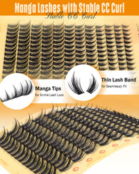 JIMIRE Manga Cluster Lashes Natural Looking 180Pcs Individual Eyelashes Wispy Eyelash Extensions Lashes Individual Cluster 8-16MM C Curl Anime DIY Eyelash Clusters at Home