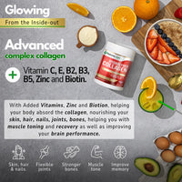 Natures cure Premium Collagen Powder Complex – Bovine Collagen Peptides 450g- Enriched with Essential B Vitamins, Vitamin C, Zinc & Biotin – Pure Hydrolysed Collagen Supplement – by Natures Cure