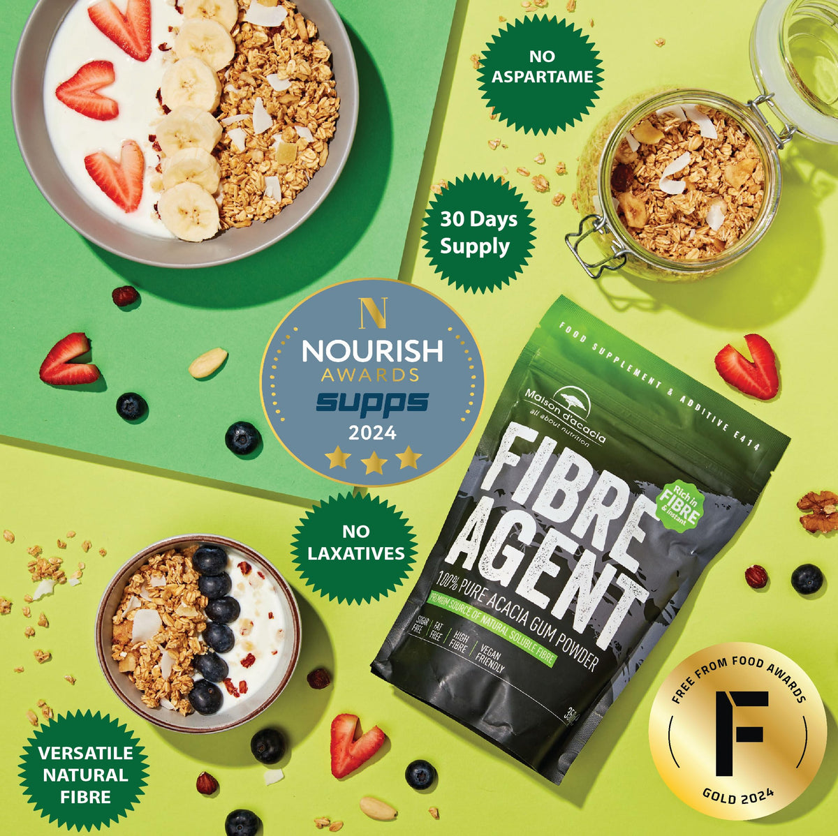 Maison d'acacia Acacia Fibre Supplement 350g Multi Award Winning. Gentle Daily Prebiotic Regularity & Constipation Relief Unflavoured. Natural Fiber with Nothing Added. Psyllium Husk & Inulin Alternative. 35 Servings