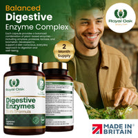Royal Oak Health Digestive Enzymes - Broad Spectrum 10 in-1 Formula - with Amylase, Protease, Lipase, Papain & Bromelain - 60 Vegan Capsules, UK Made