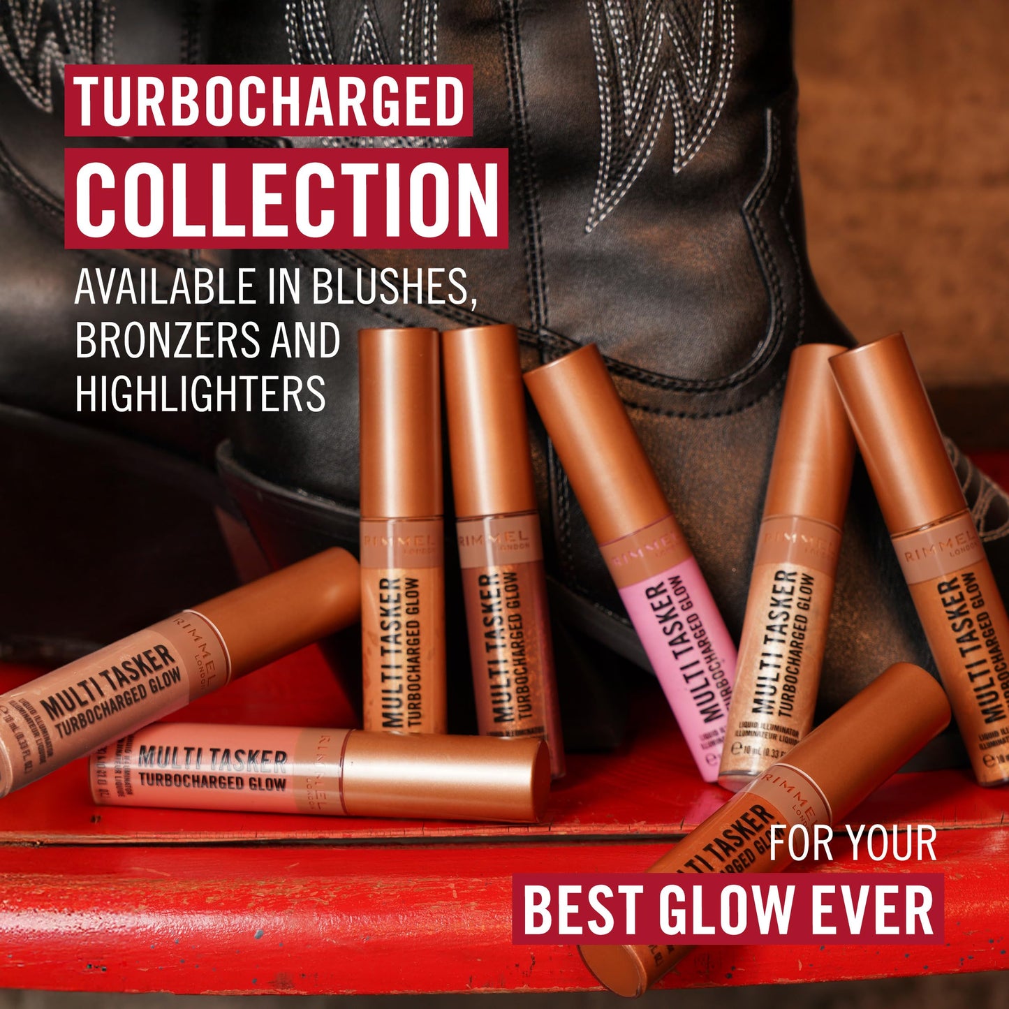 Rimmel Multi Tasker Turbocharged Glow, 005 Iconic as Usual, Liquid Face Illuminator, Light-Reflecting Pearls, Luminous, Healthy Glow, Vitamin C & E, Vegan Formula, 10ml