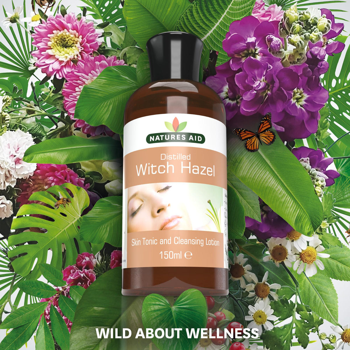 Natures Aid Distilled Witch Hazel 150ml - Natural Skin Care - Gentle Astringent Hydrates & Cleanses, Soothes Irritation - Promotes Healthy Skin Tone - Vegan, Gluten Free, Non-GMO - Anti-inflammatory
