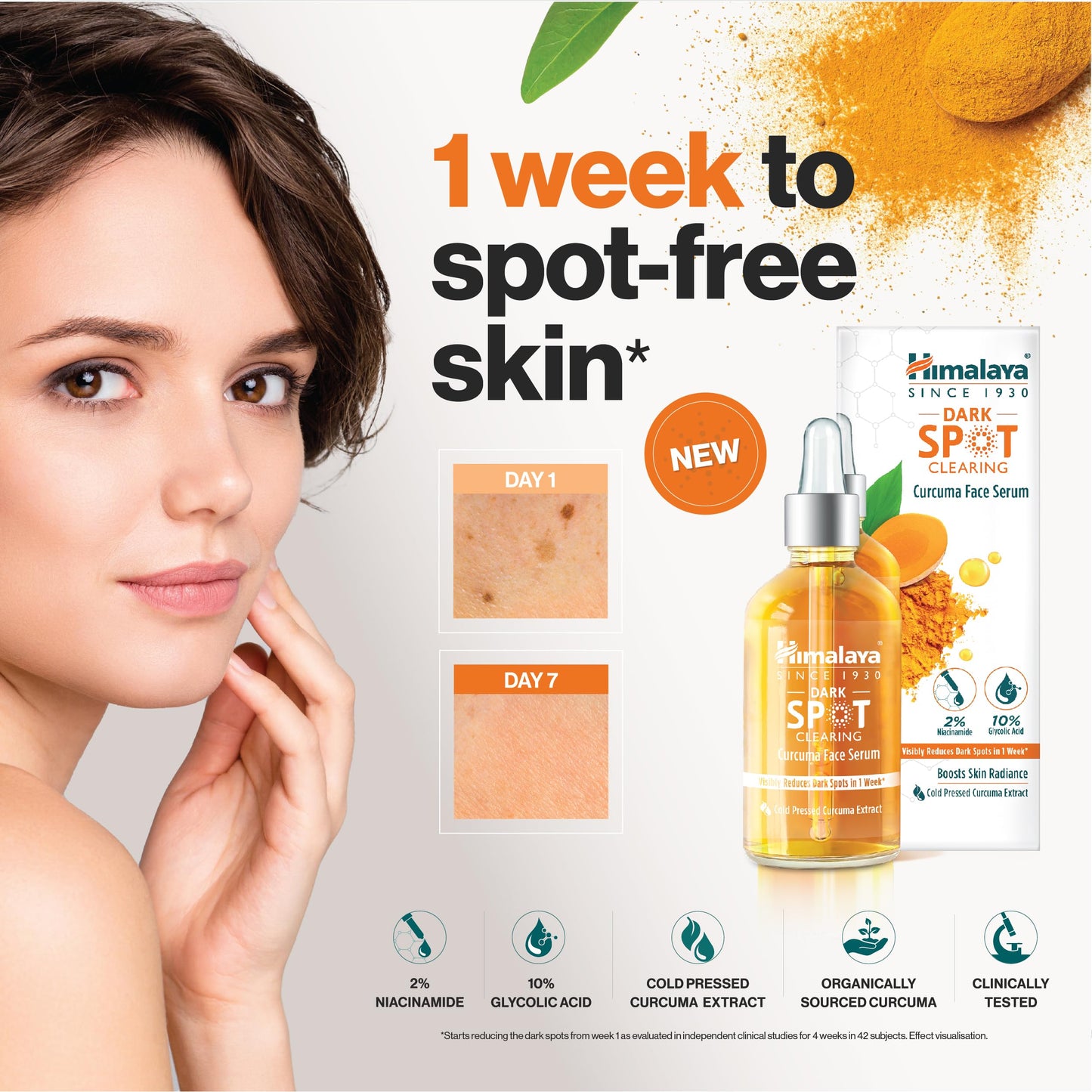 Himalaya Dark Spot Clearing Curcuma Face Serum, Visibly Reduces Dark Spots in 1 Week, 30ml