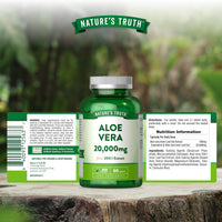 Aloe Vera Tablets 20,000mg | High Strength One-A-Day Formula | Aloe Vera Plant Extract | 60 Tablets | Vegan | Nature's Truth