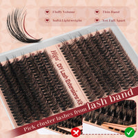Cluster-Lashes Kit 40D+50D, Higu clace Eyelashes Individual Kit Mix 10-18mm Lashes Cluster Kit with Lash Bond and Seal and Lash Applicator, DIY Lash Extension Kit at Home (40D+50D 10-18mm)