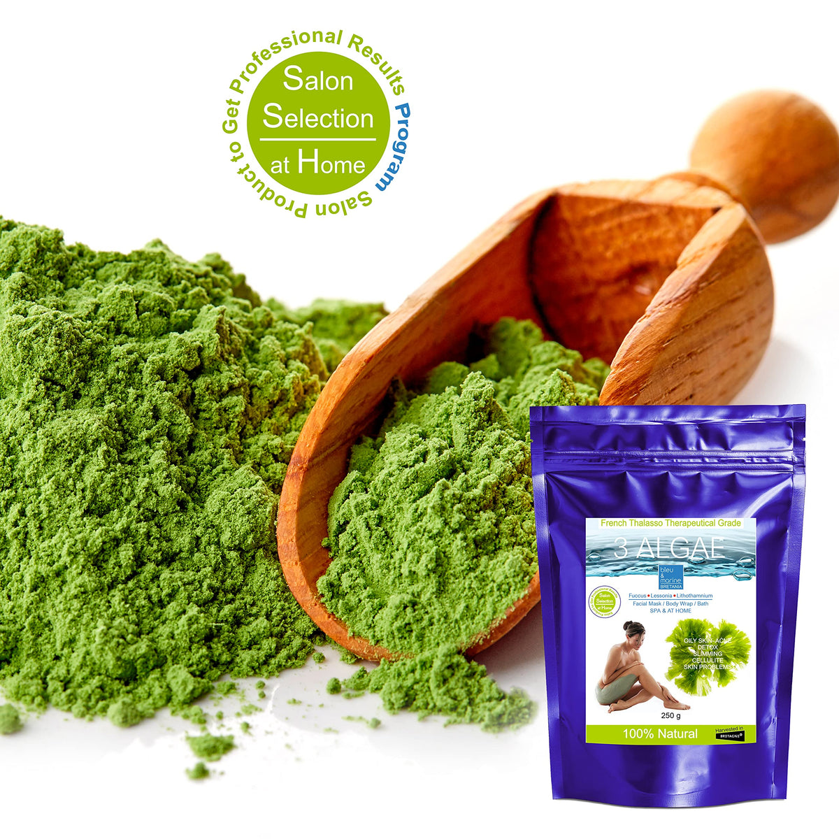 bleu & marine Bretania - 250g Detox Seaweed Body Mud Wrap | Anti-Aging & Skin Rejuvenating | Strong Detox Action | Inch-Loss Body Treatment | Solutions for Oily Skin & Acne, 250 g Pack of 1