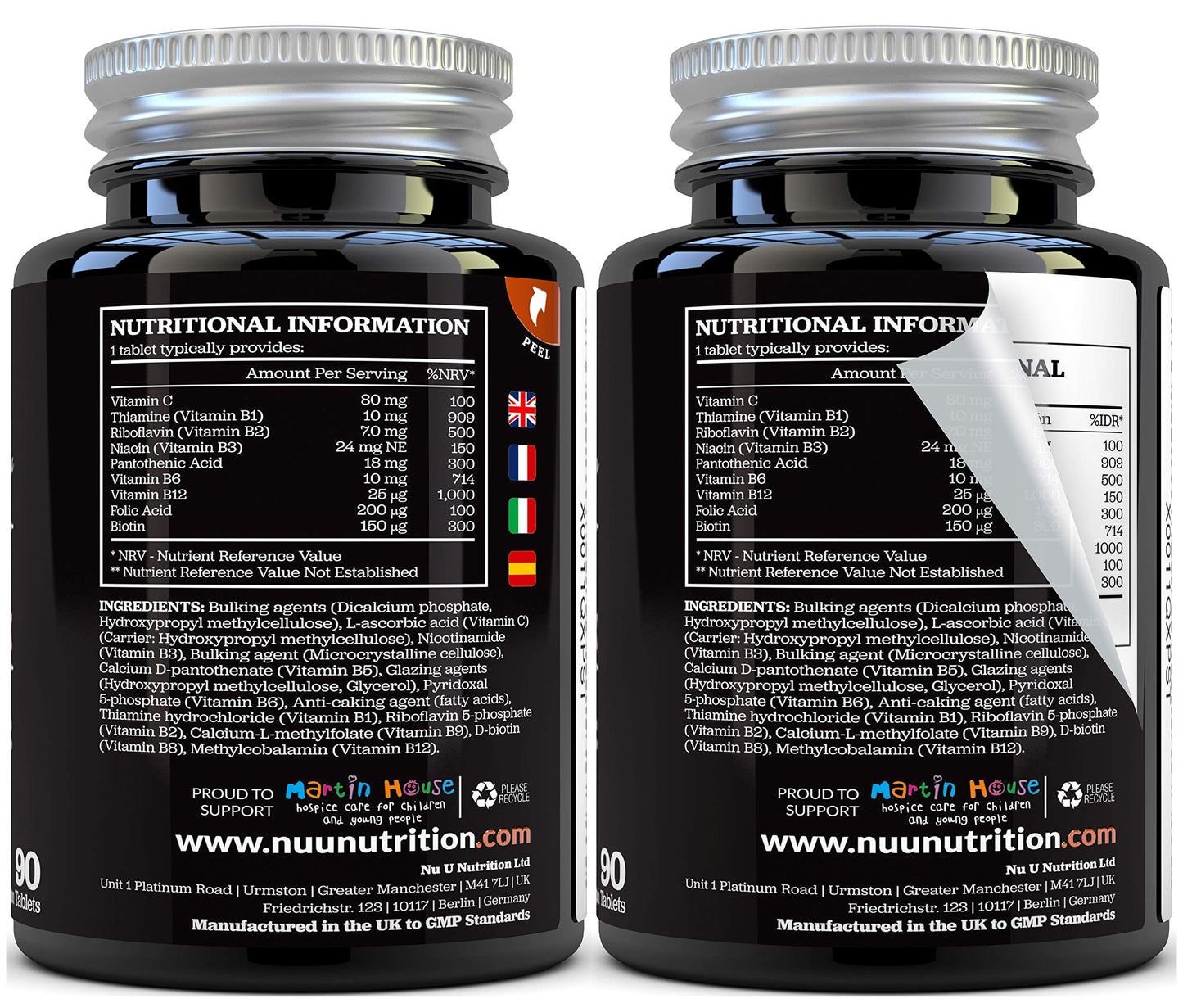 Nu U Nutrition Vitamin B Complex - 8 High Strength B Vitamins & Vitamin C - Vitamins B1, B2, B3, B5, B6, B8, B9 & B12, 90 Timed Release Tablets, 3 Month Supply, Vegan & Vegetarian VIT B Complex