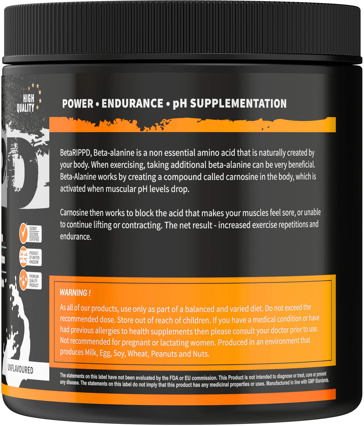 RIPPD BETARIPPD Beta Alanine 250g Powder Preworkout – Muscle Strength – Endurance Booster