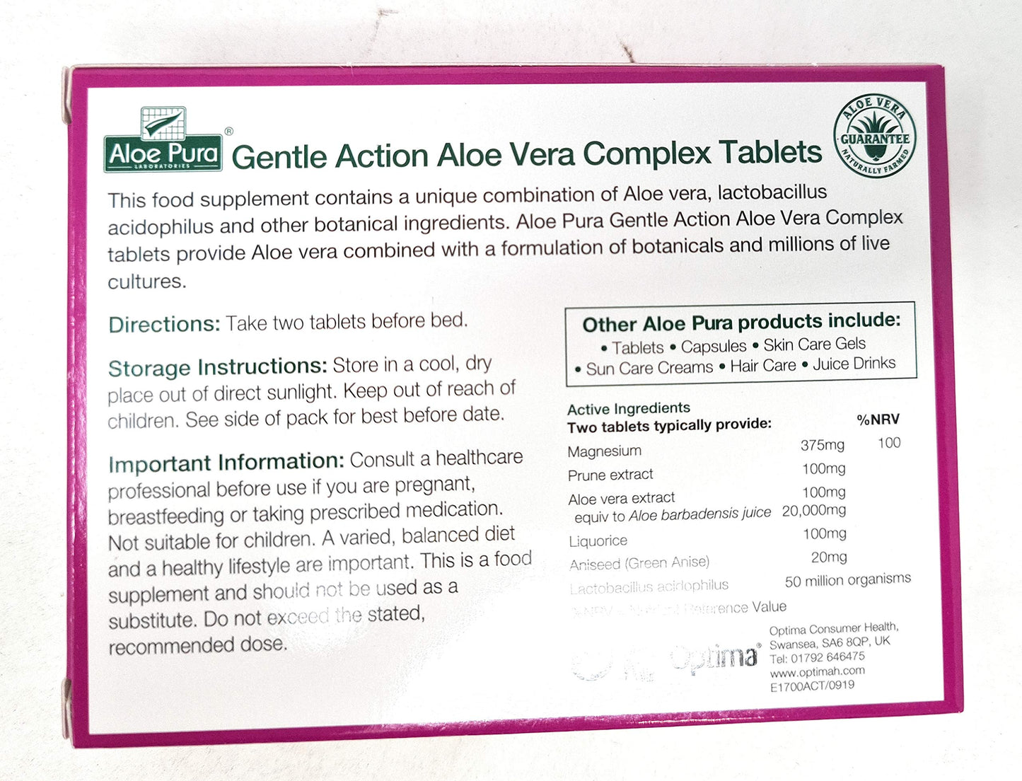 Aloe Pura Colax Gentle Action Colon Cleanse 30 Tablets x 2