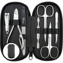 marQus Solingen Manicure Set for Women & Men - 7-Piece Pedicure Kit Made in Germany with Nail Nippers - Elegant and Handy Fashion Leather Case - Ideal as a Gift, for Travelling or Home Use, Carbon