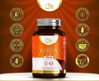 L1fe Nutrition LN Boron Supplements | 180 High Strength Vegan Boron Tablets - 10mg Supplement per Capsule | Non-GMO, Gluten, Dairy & Allergen Free | Manufactured in The UK