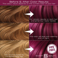 Rich Plum Hair Dye Permanent with Anti-Breakage Plex Hair Care, Vegan Hair Dye & Cruelty-Free, PPD Free Hair dye, 100% Grey Coverage, Warm Plum Hair Colour, by Smart Beauty (pack of 3)