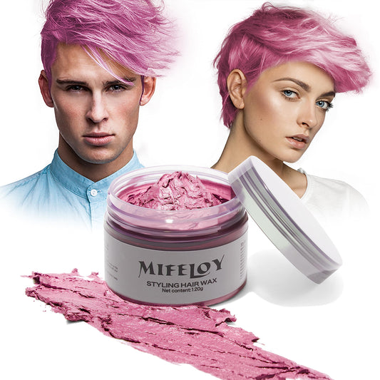 Mifeloy Temporary Pink Hair Color Wax 120g, Instant Hairstyle Cream Dye, Disposable Coloring Mud for Men Women Youth, Natural Washable Styling Pomades for Party Cosplay DIY Halloween