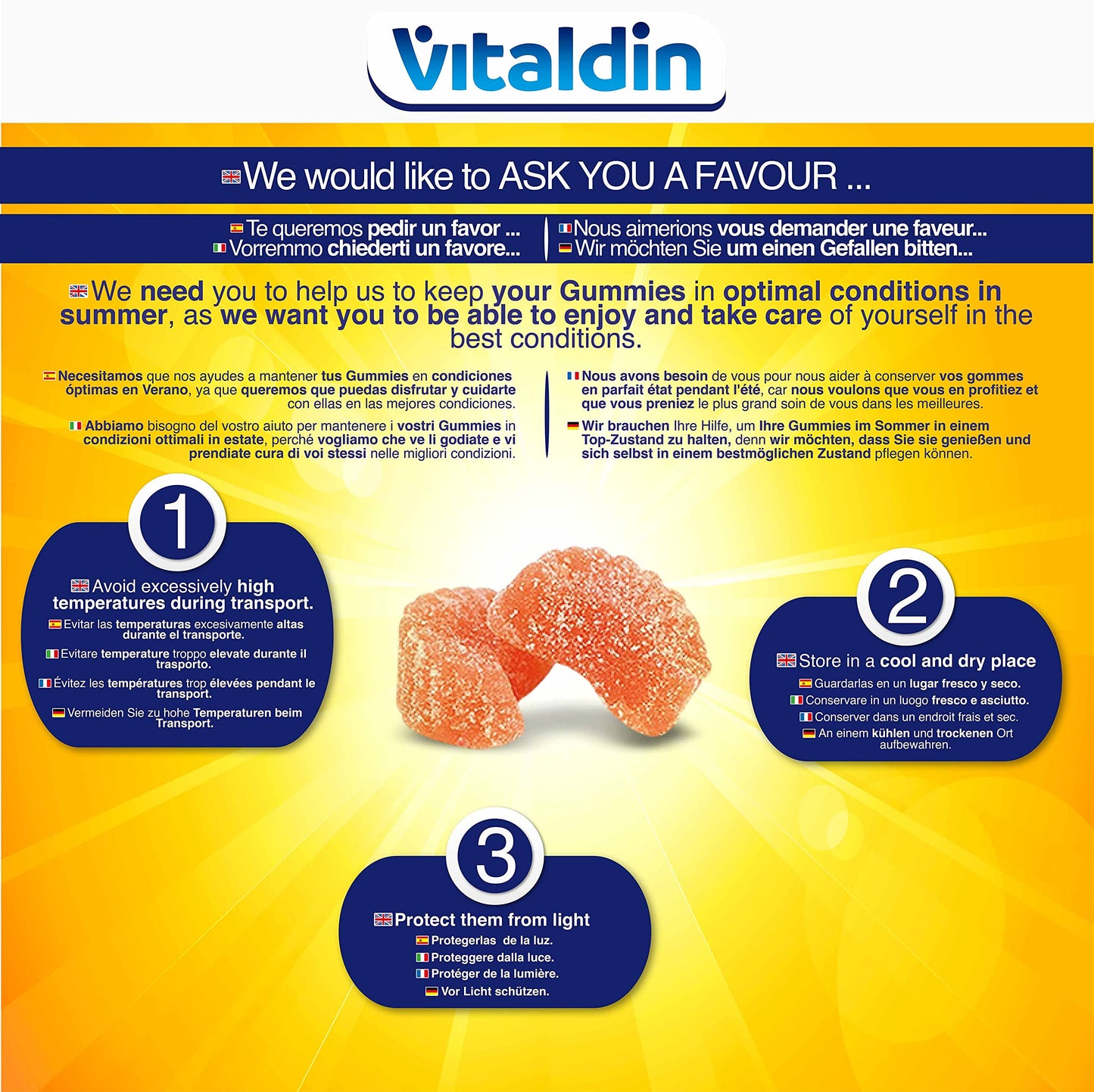 VITALDIN Vitamin C Gummies – 240 mg per Serving - 80 Chewable Gummies (40 Days’ Supply); Orange Flavour – Gluten Free Gummy – for Kids & Adults