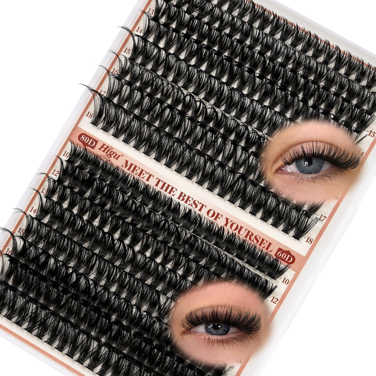 Higu clace Higu Clace Wispy Cluster Lashes Mixed 10-18mm,320PCS Individual Eyelashes, Natural Lash Clusters Cluster Lashes, Eyelash Extensions Easy to Use at Home Eyelashes Clusters (60D+80D V03)