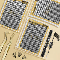320Pcs Individual-Lashes QUEWEL Cluster-Lashes 40D D Curl MIX9-16mm Individual Lash Extension Lash-Clusters DIY Eyelash Extensions For Home Use (40D 0.07D MIX9-16mm)