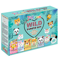 7th Heaven Go Wild Pamper Box Skincare Gift Set for Children, 6 Printed Animal Sheet Face Masks to Soothe, Hydrate and Moisturise Sensitive Skin, Plus Soft Panda Headband for Parties and Sleepovers