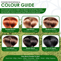 Davis Finest - Henna & Indigo Powder - 200g Combo Pack (100g Each) - 100% Organic Hair & Beard Dye - Natural Colouring for Men & Women - Softening, Thickening & Volumising - PPD-Free & Vega