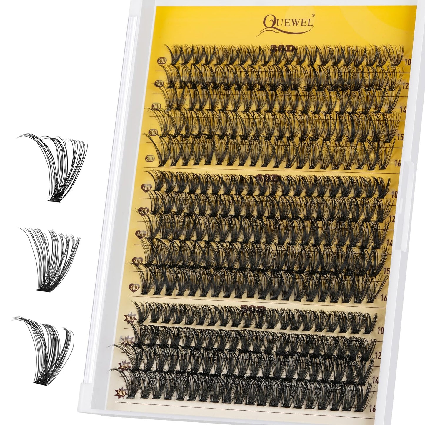 QUEWEL Individual Eyelashes 30D+40D+50D Clusters Lashes 280Pcs Lash Clusters Russian D Curl Individual Lashes(DJ-30D+40D+50D)