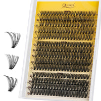 QUEWEL Individual Eyelashes 30D+40D+50D Clusters Lashes 280Pcs Lash Clusters Russian D Curl Individual Lashes(DJ-30D+40D+50D)