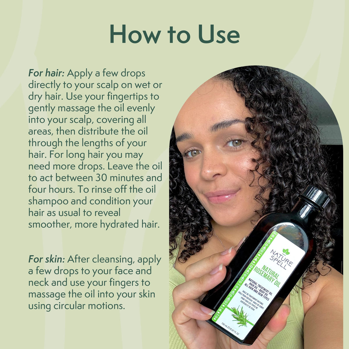 Nature Spell Rosemary Oil for Hair Growth with Scalp Massager, Pre-Diluted Scalp Oil Stimulates Growth & Strengthens Dry, Damaged Strands, Vegan, For All Hair Types & Textures, 150ml